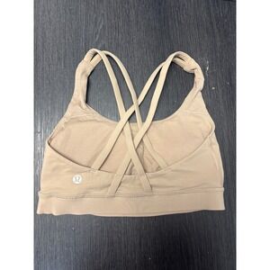 Lululemon Sports Bra Crisscross Straps Light Support Workout Top Beige